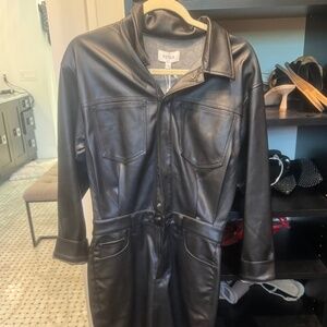 Pistola black leather mini dress